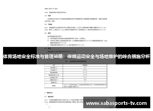 体育场地安全标准与管理策略：保障运动安全与场地维护的综合措施分析